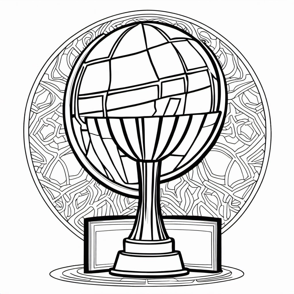 soccer ball and trophy coloring page