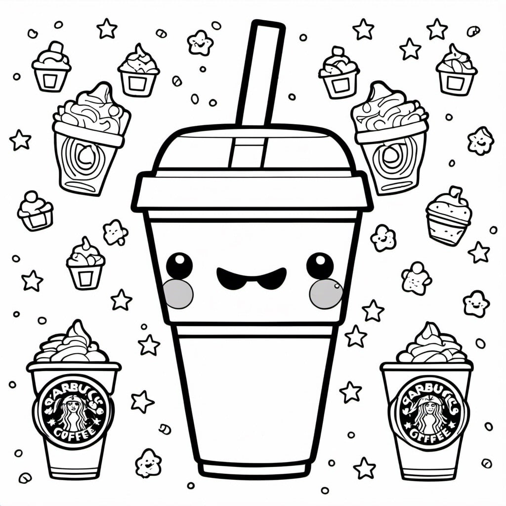starbucks frappuccino kawaii coloring page