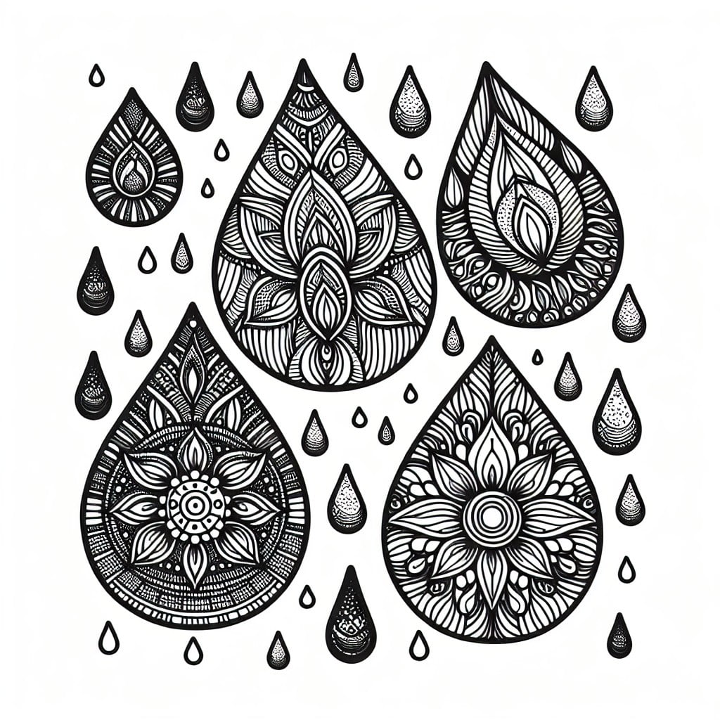raindrop themed coloring page