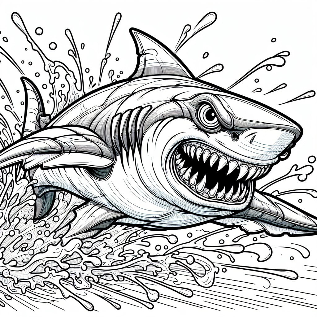 thrash the shark busting out coloring page