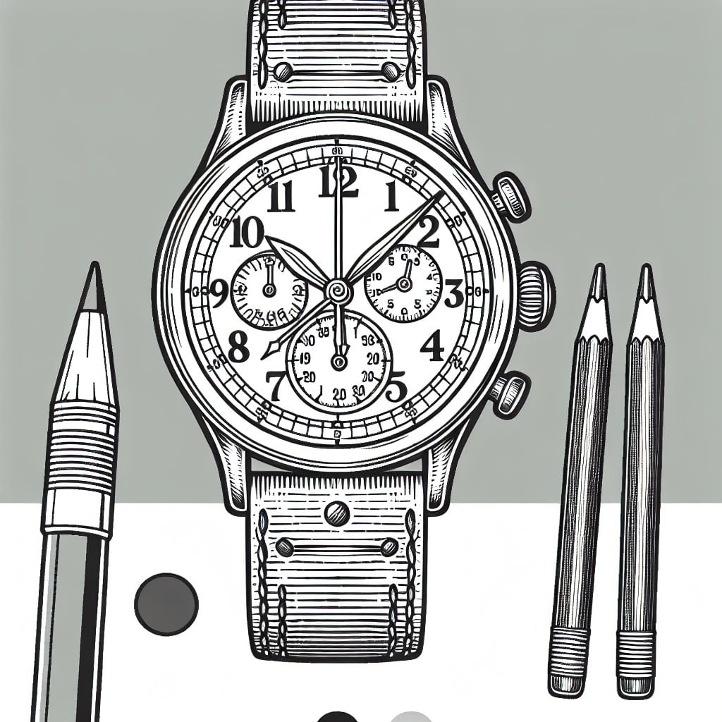 classic analog watch coloring page