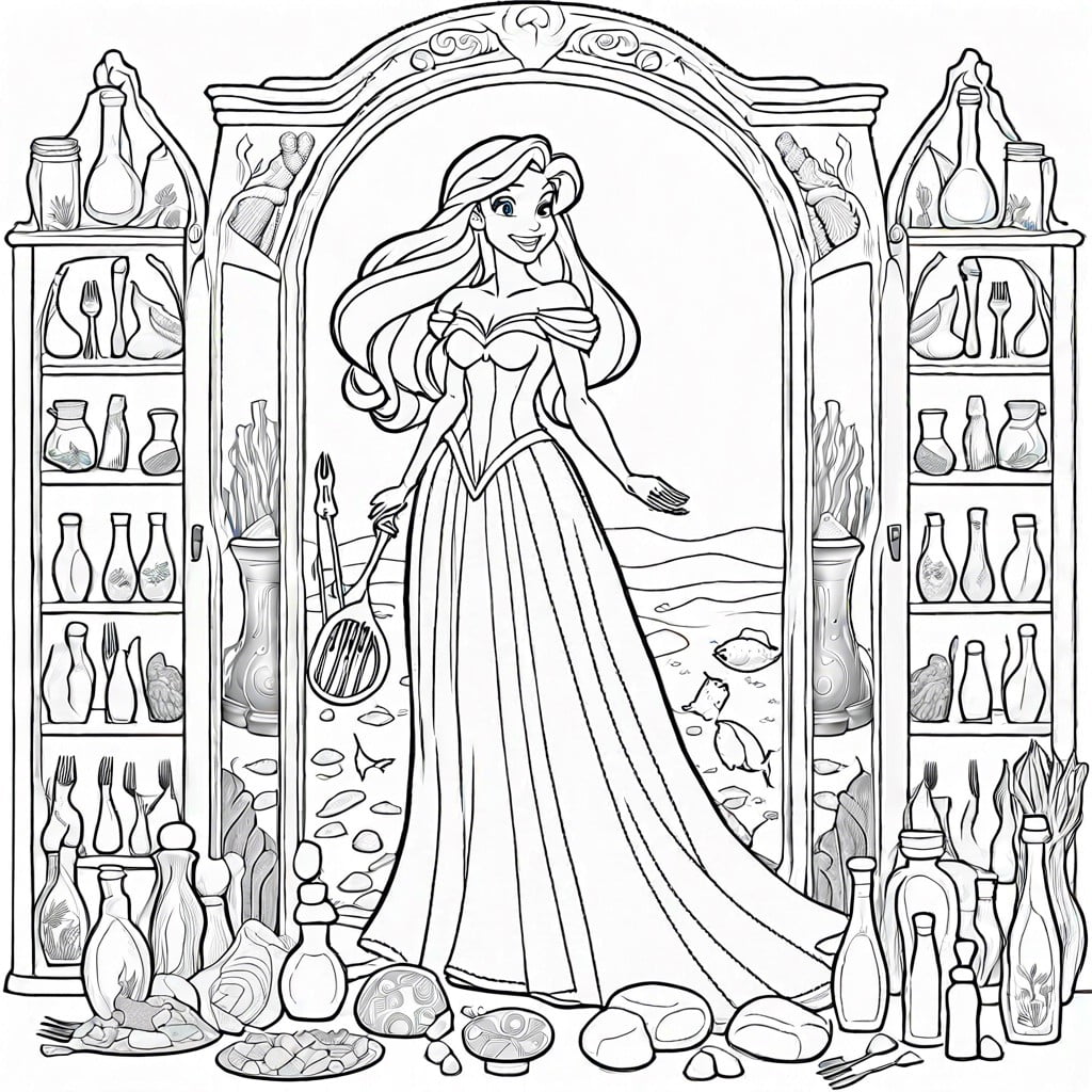 ariel in her grotto with her collection of human artifacts