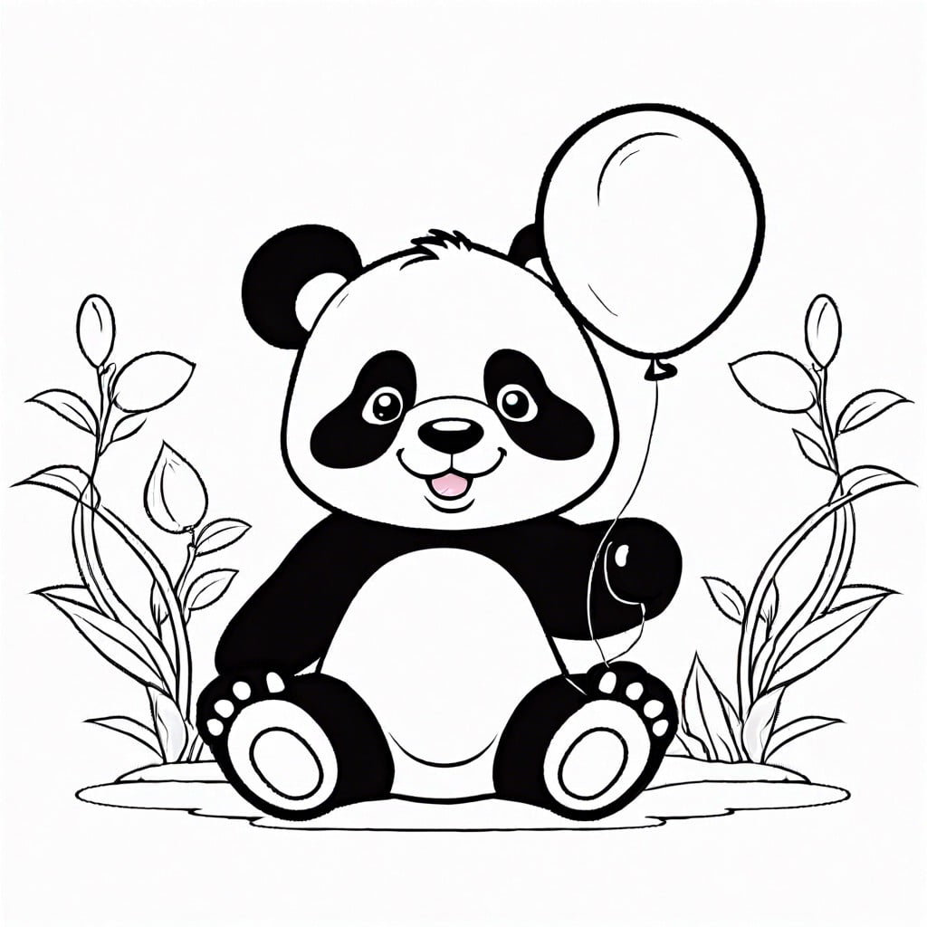 baby panda with a balloon