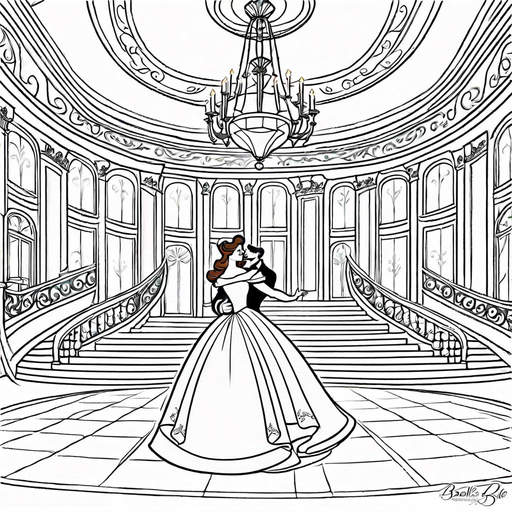 belle and the beast dancing in the ballroom