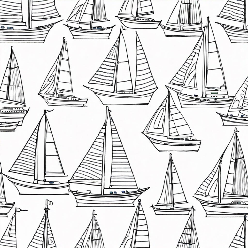 classic sailboats and anchors on a striped background