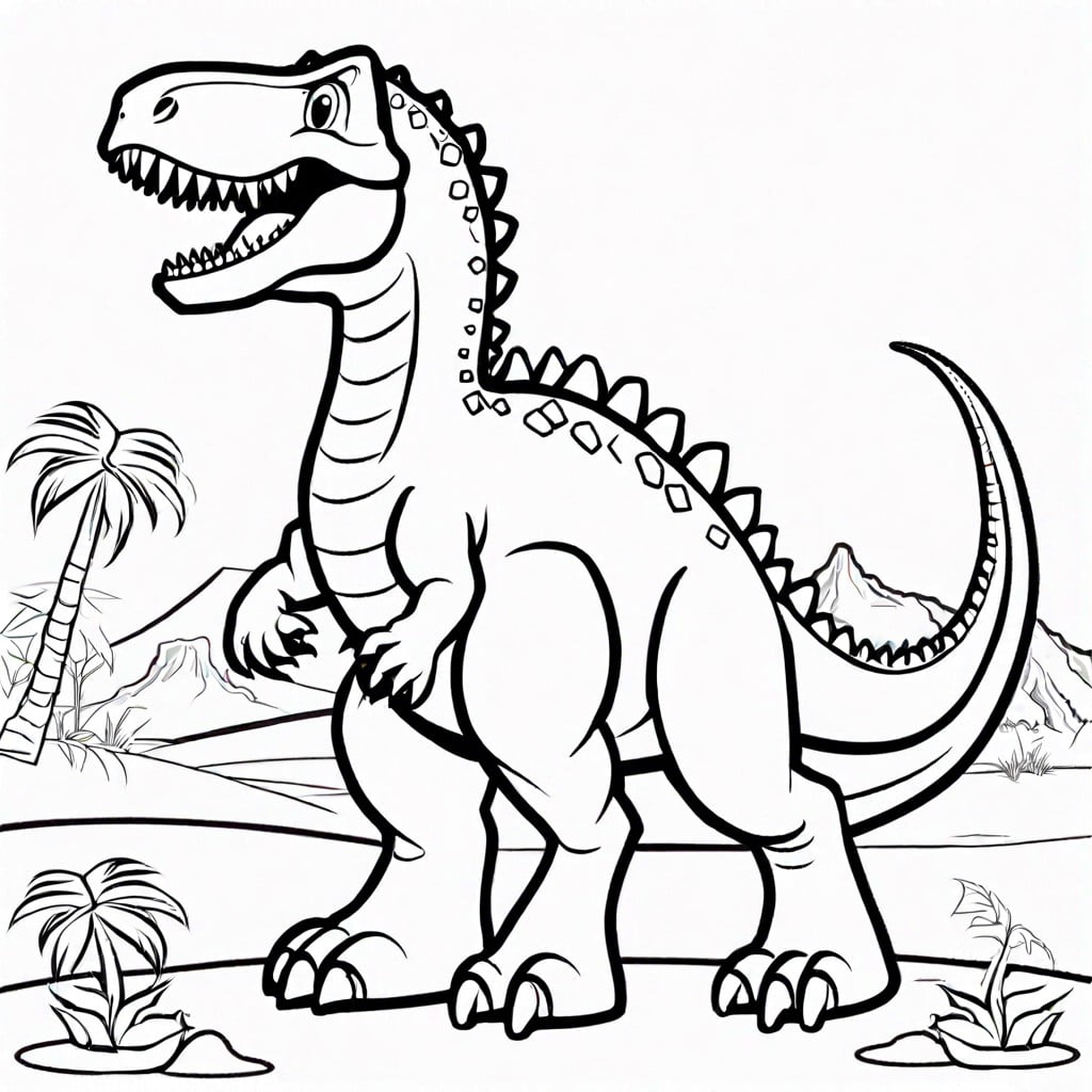 dinosaur alphabet coloring pages – each page features a dinosaur whose name starts with a different letter of the alphabet