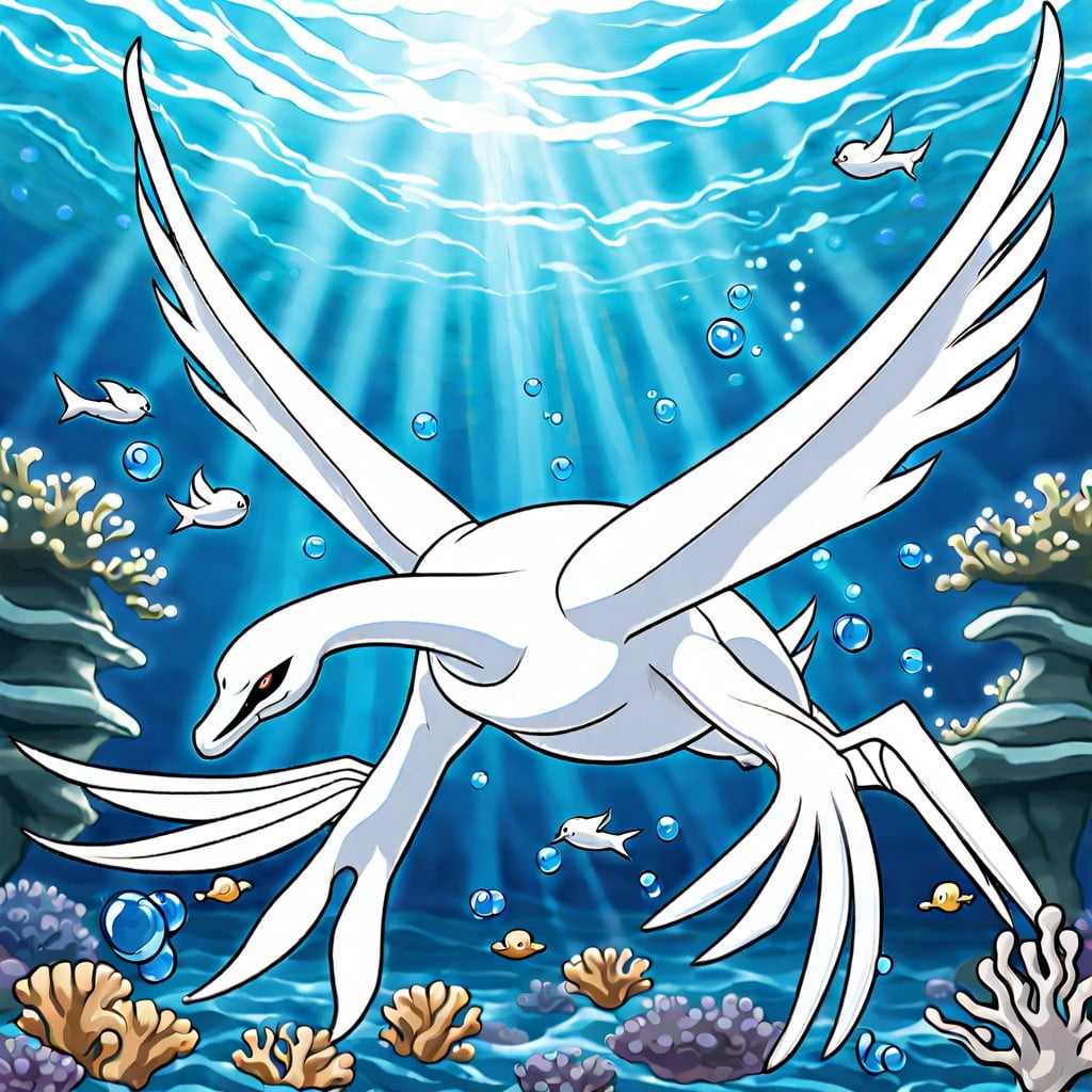 dynamic lugia in the depth of the sea scene