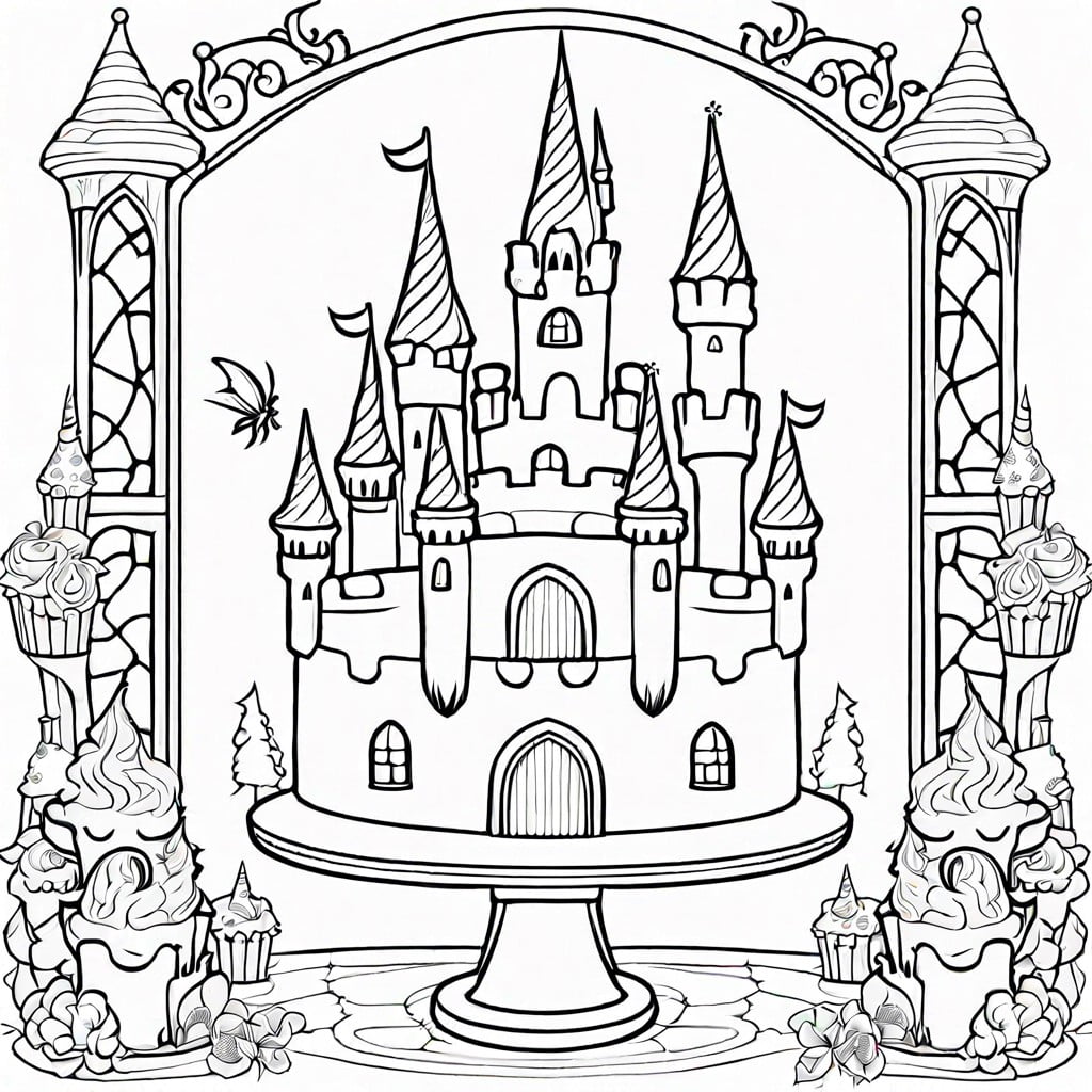 fairy tale castle cake with magical creatures