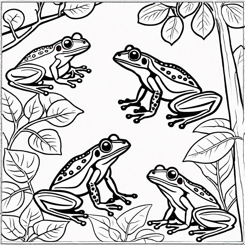 frogs in a rainforest canopy