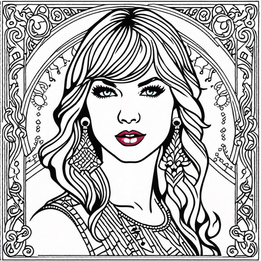 iconic album covers illustrations of taylor swifts album covers with intricate patterns for coloring