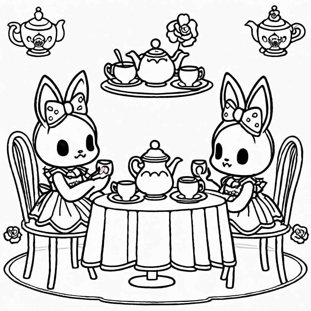 kuromi having a tea party with her friend my melody