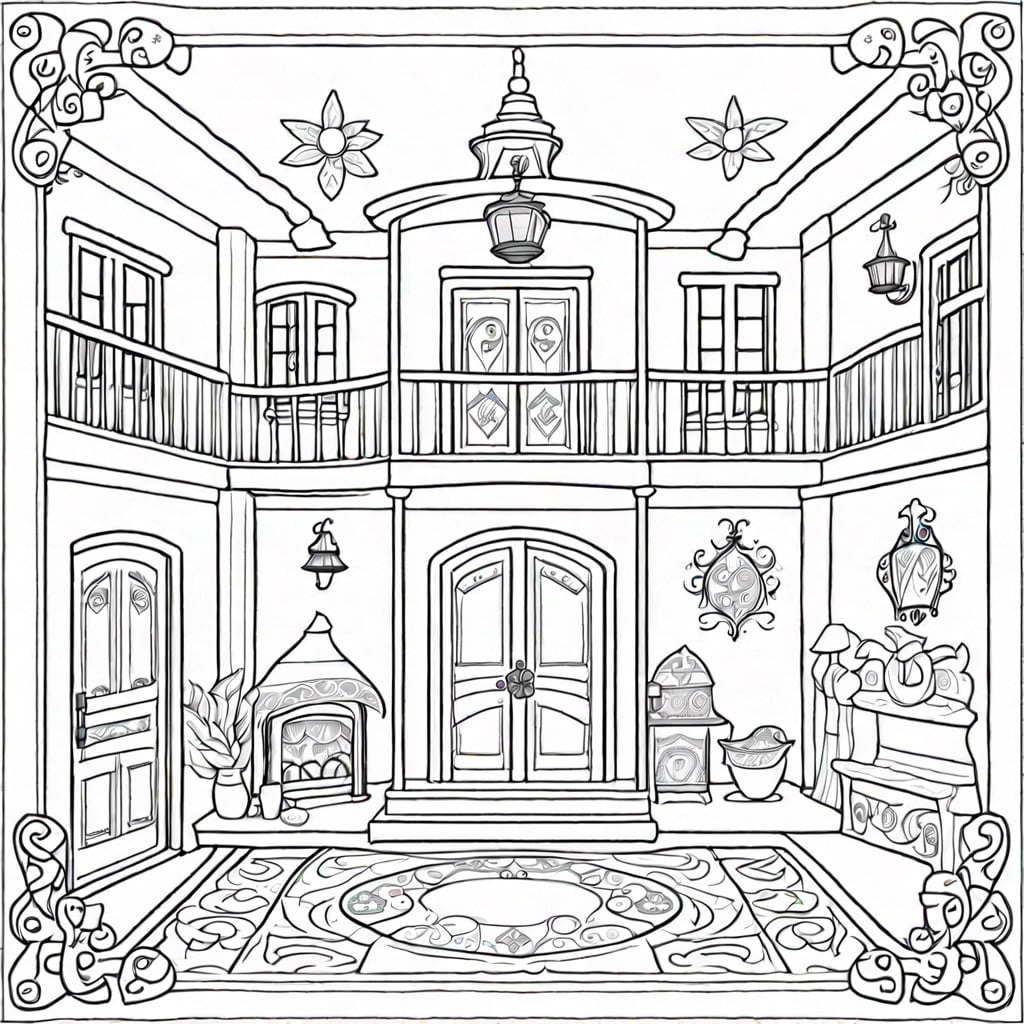 magical casa madrigal with interactive elements to color each family members magical room
