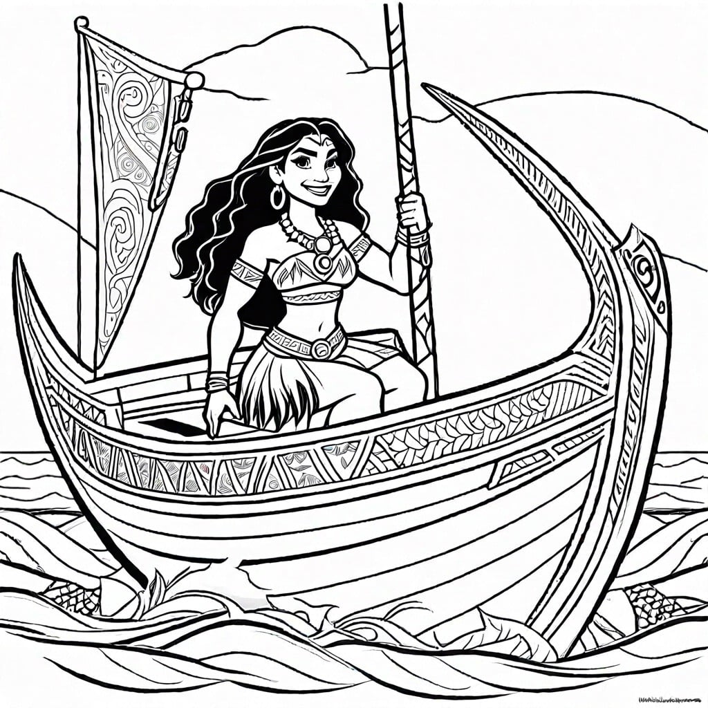 moana sailing adventure moana steering her boat with maui watching