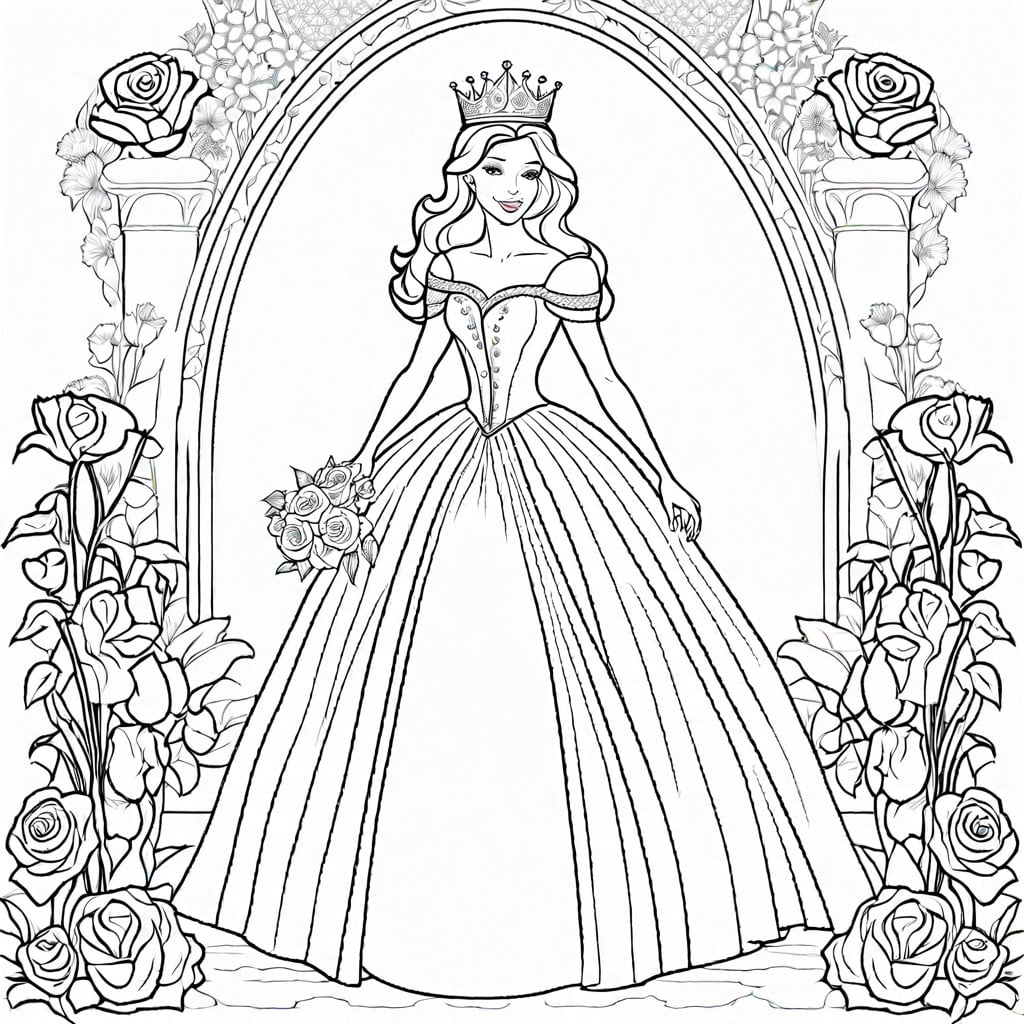 royal garden princess featuring a princess in a blooming garden with flowers to color