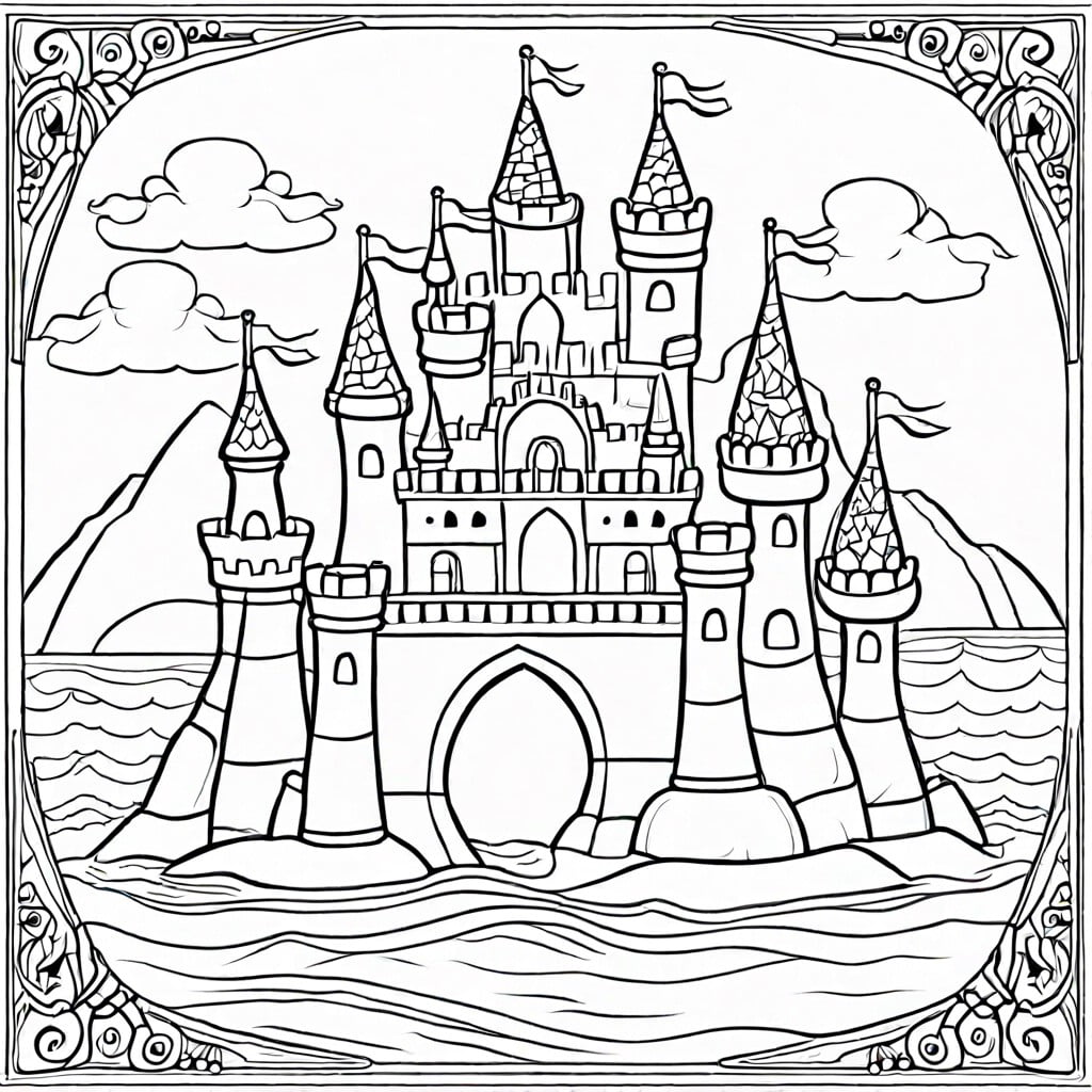 sandcastle kingdom a detailed scene of various sandcastles with intricate designs