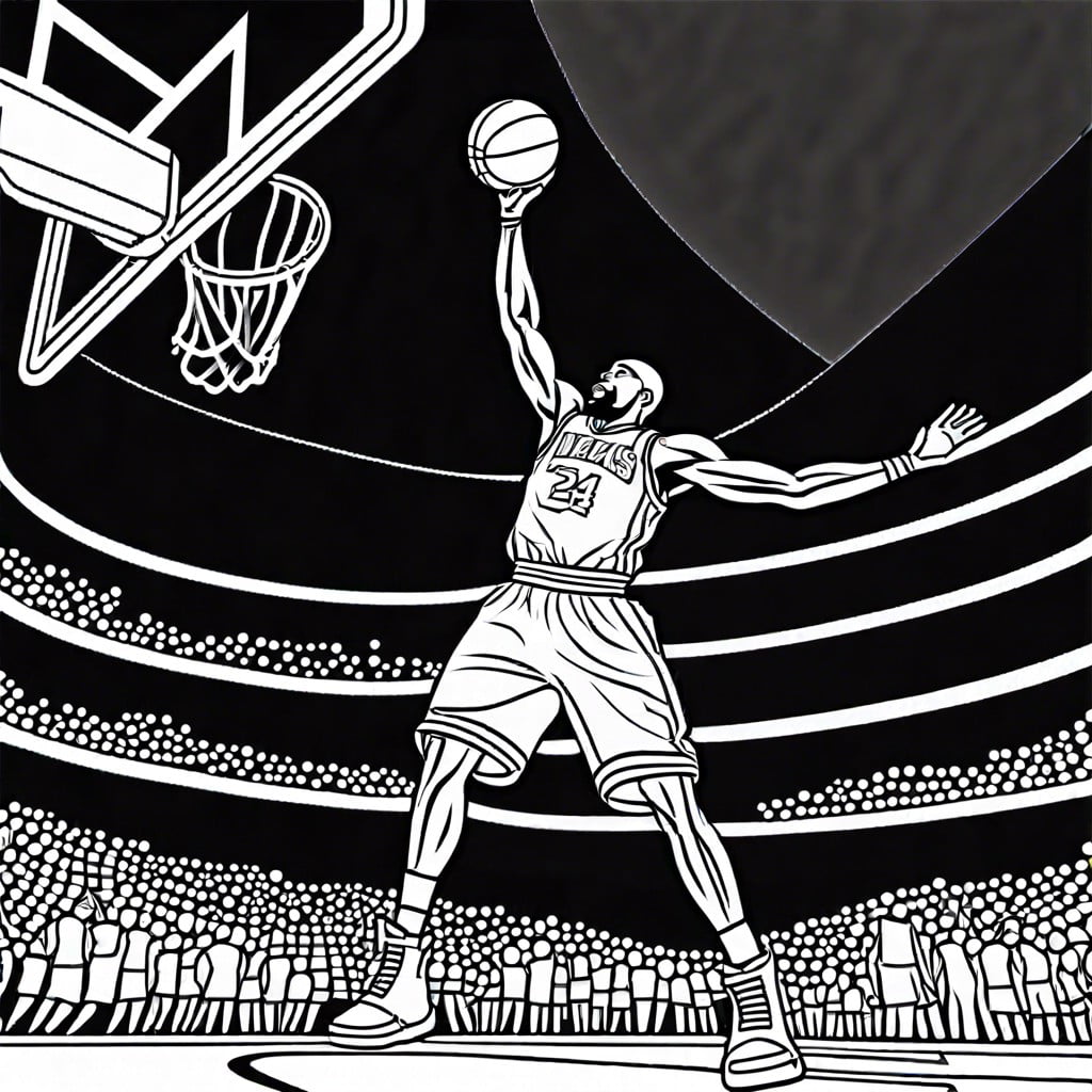 slam dunk action shot coloring page