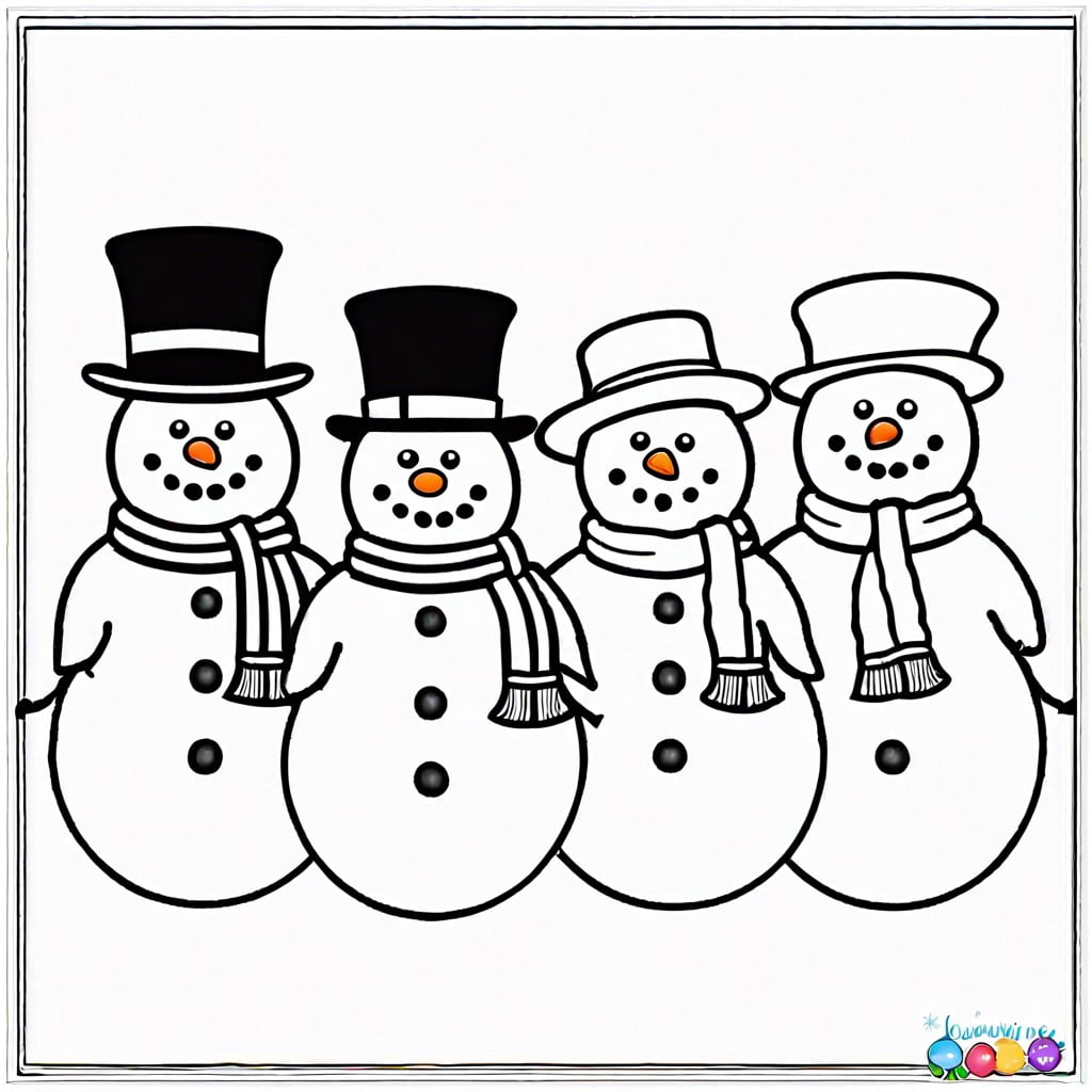 snowman with a variety of hats