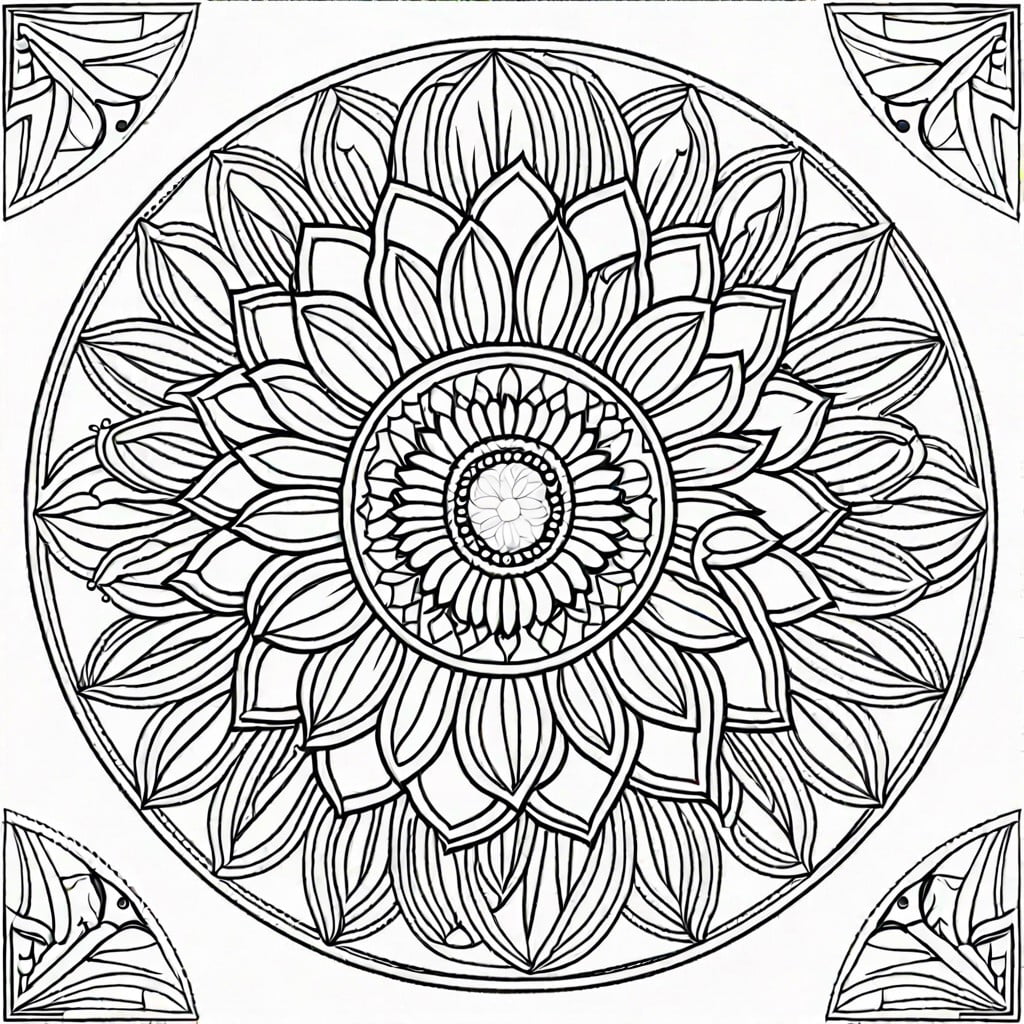 sunflower mandala coloring page