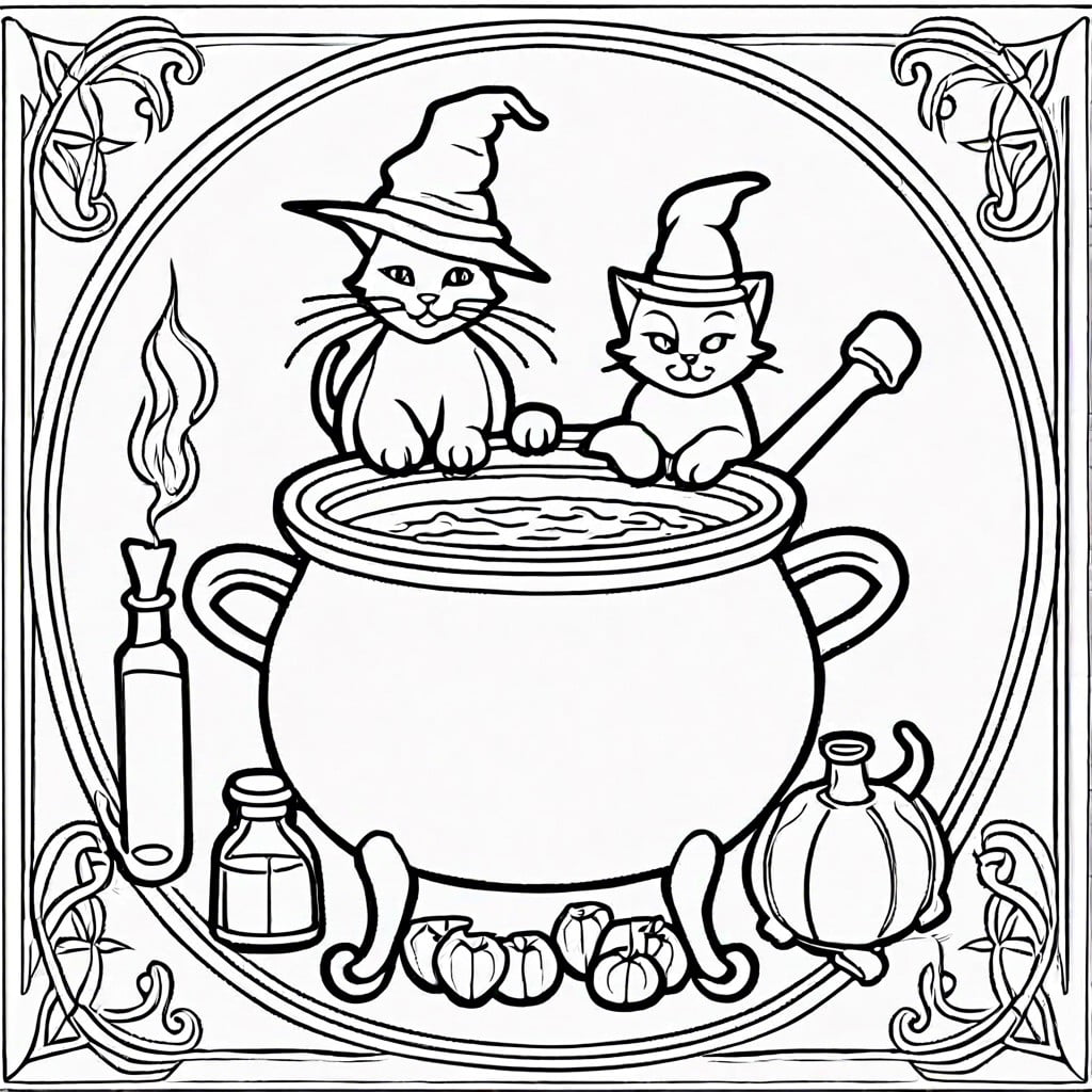 witch brewing potions in a large cauldron