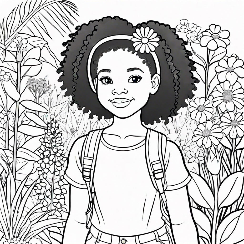 a girl exploring a botanical garden