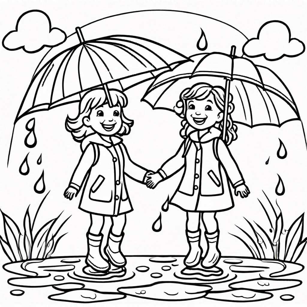 april showers and puddle jumping kids