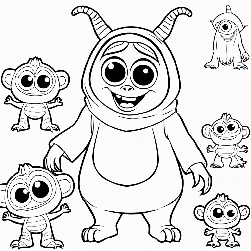 boos costume party coloring pages of boo in different monster costumes