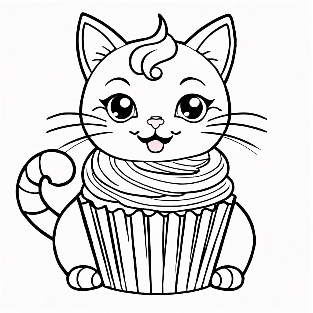 cat with a giant cupcake