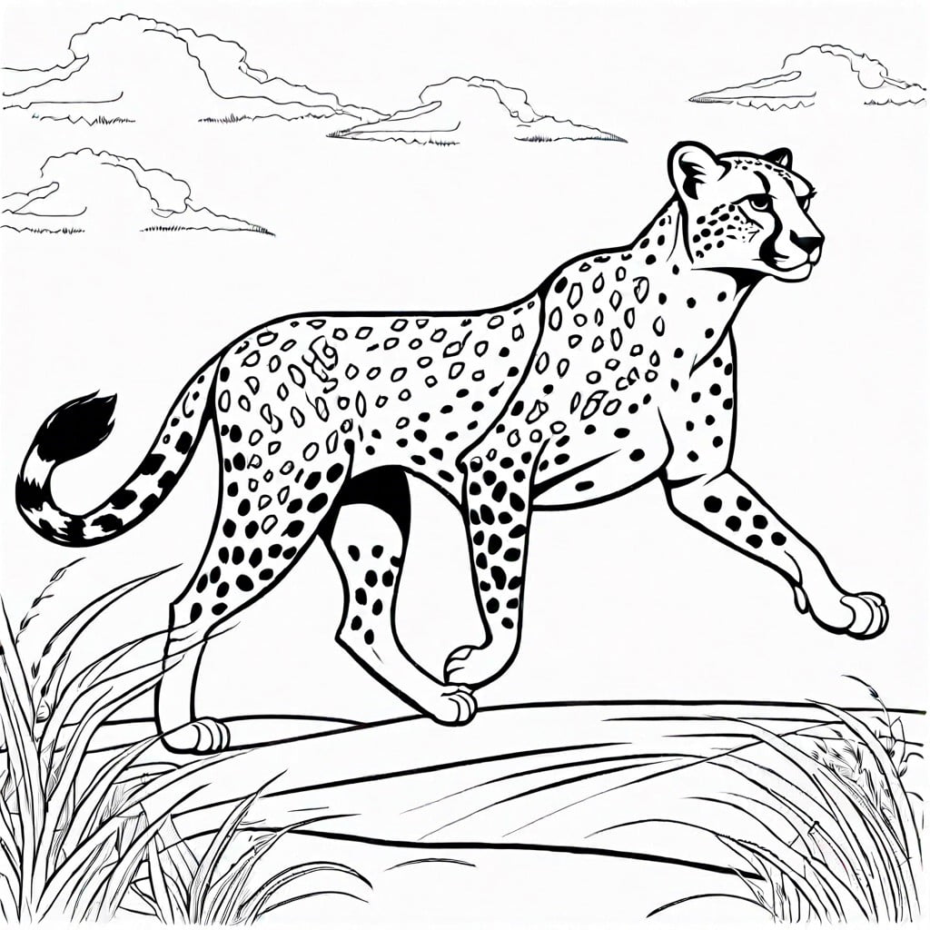 cheetah running through a savannah