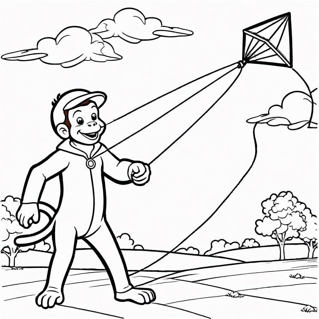 curious george flying a kite