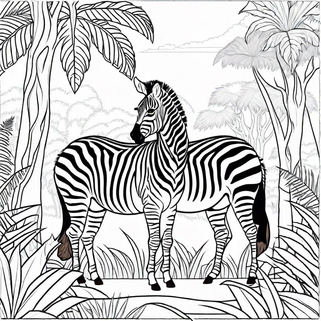 jungle scene with zebra