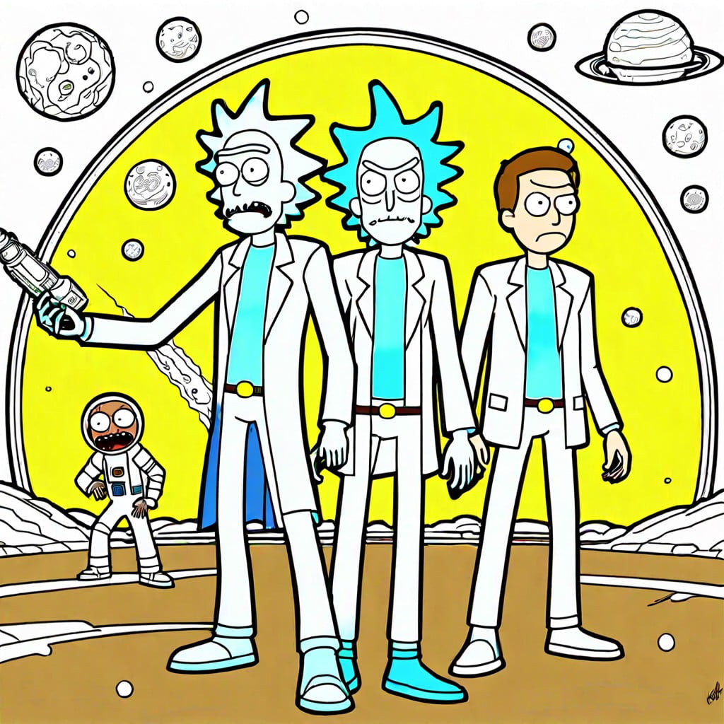 rick and morty in space suits
