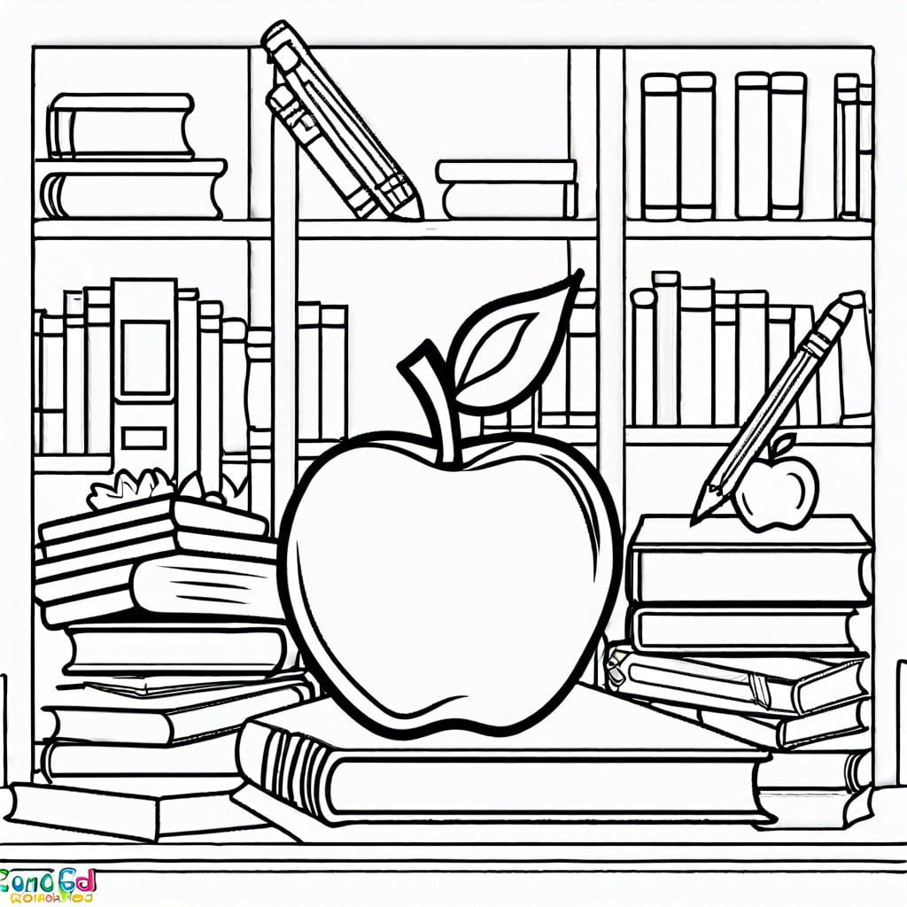 thank you teacher with a big apple and books