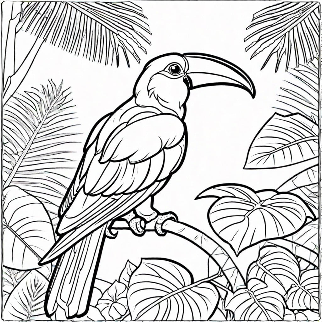 tropical bird aviary scene